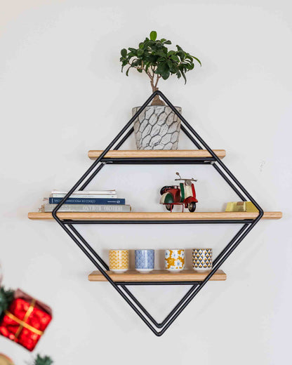 Repisa Rombo con Madera de Eucalipto