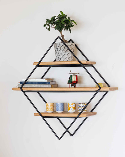 Repisa Rombo con Madera de Eucalipto